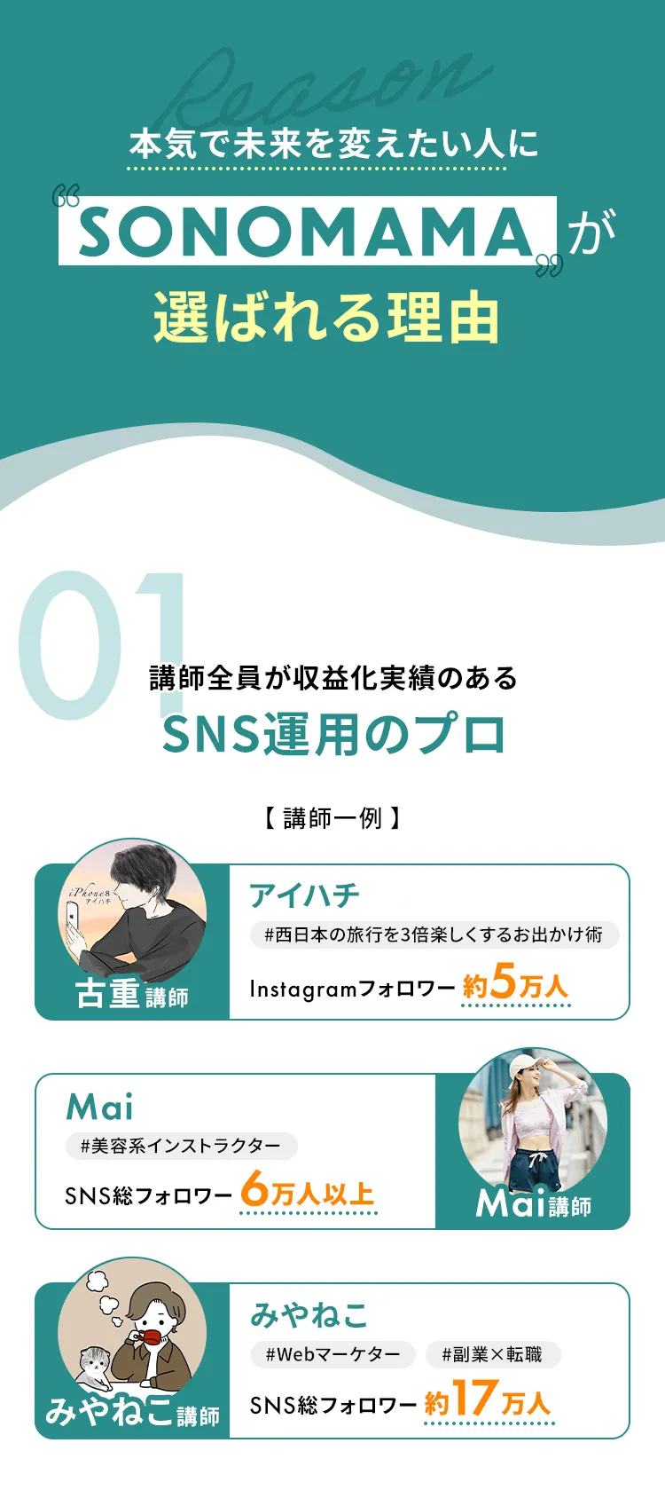 本気で未来を変えたい人にSONOMAMAが選ばれる理由